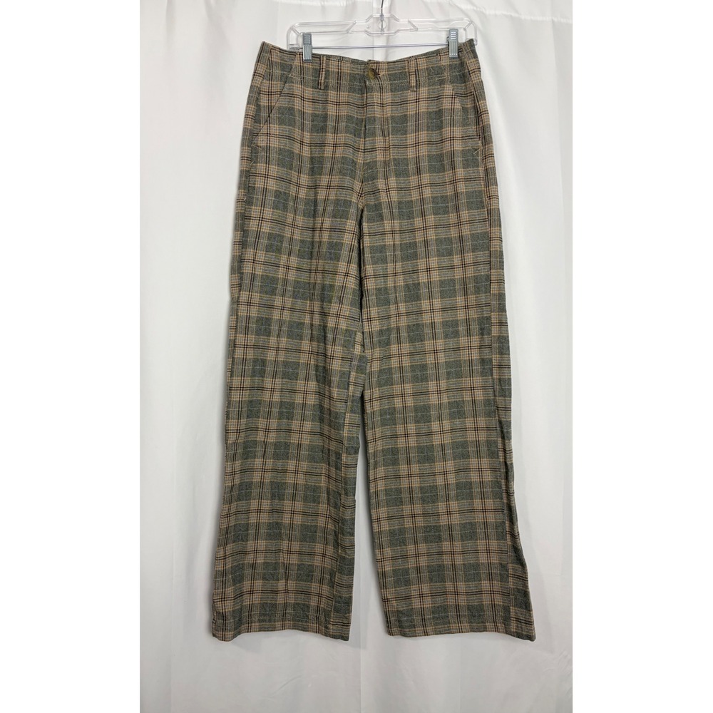 American Eagle Super High Rise Baggy‎ Wide Leg Plaid Pants 10 Long Preppy  Fall